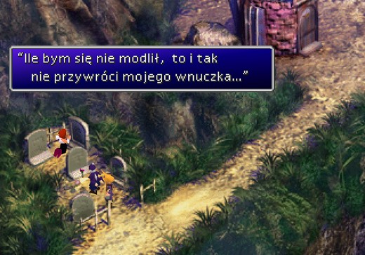 Final Fantasy VII PL obrazek 25 na cmentarzu - Midgar Translations: tłumaczenia gier z PlayStation, FF7, FF9, spolszczenia, retrogaming, xenogears, psx, ps1, psemu.pl
